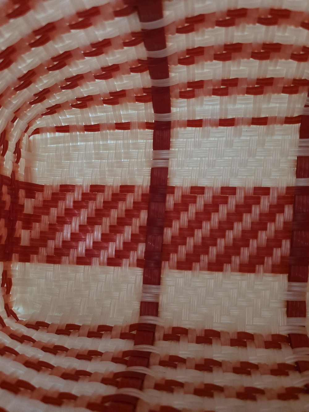 Red & White Woven Tote Bag with Braided Handles Rare Hard To Find - Picture 8 of 9